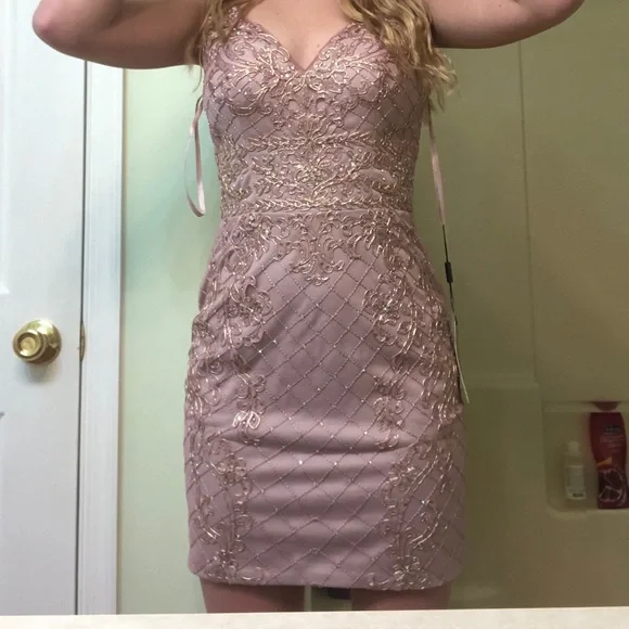 Dresses | Light Pink Beaded Mini Dress | Poshmark